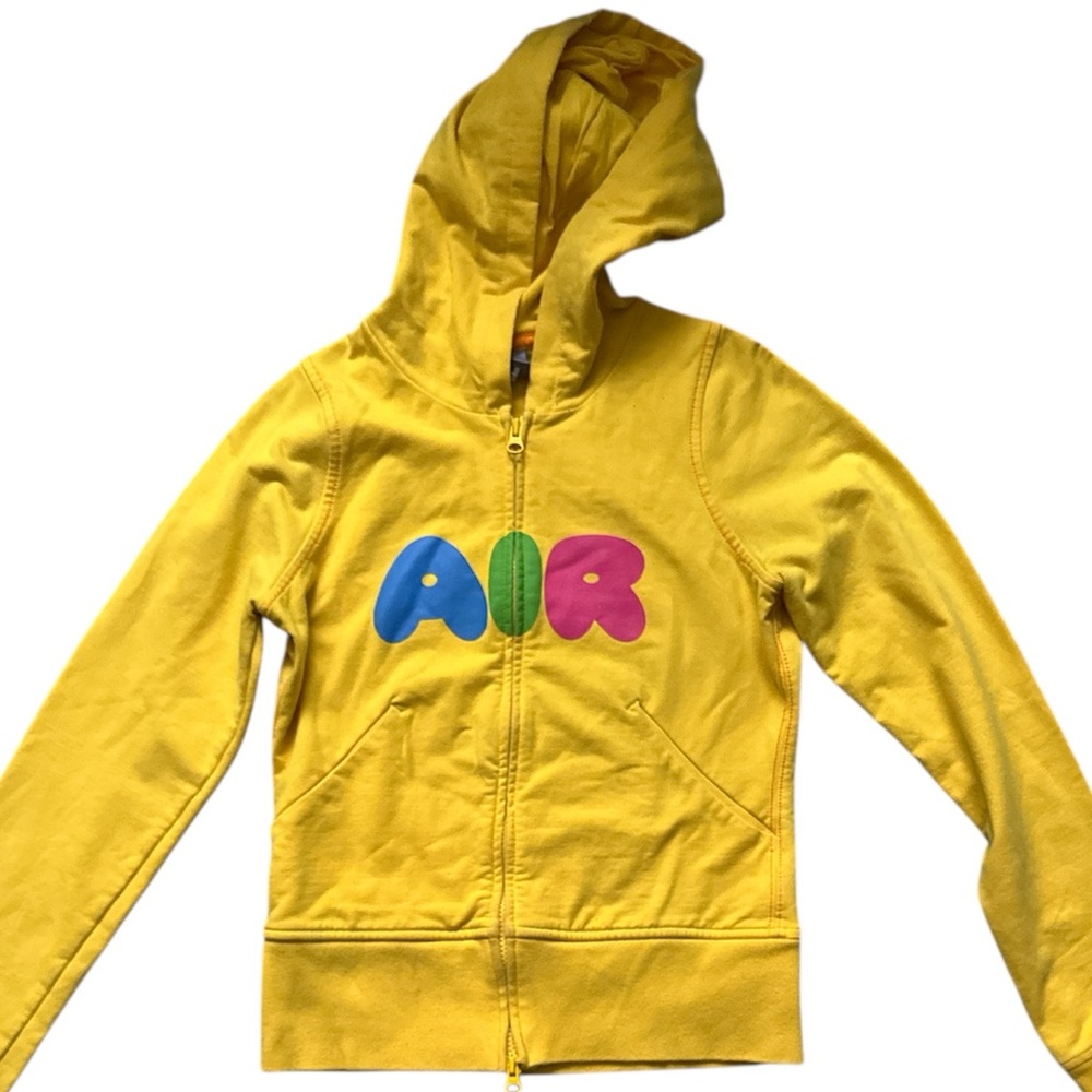 NIKE Kids Yellow Hoodie with Colorful AIR Design